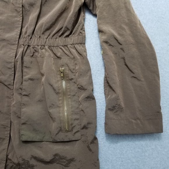 Venezia Milano Jacket Womens Small‎ Brown Zip Snap Pockets Hooded Outdoor - Picture 4 of 12